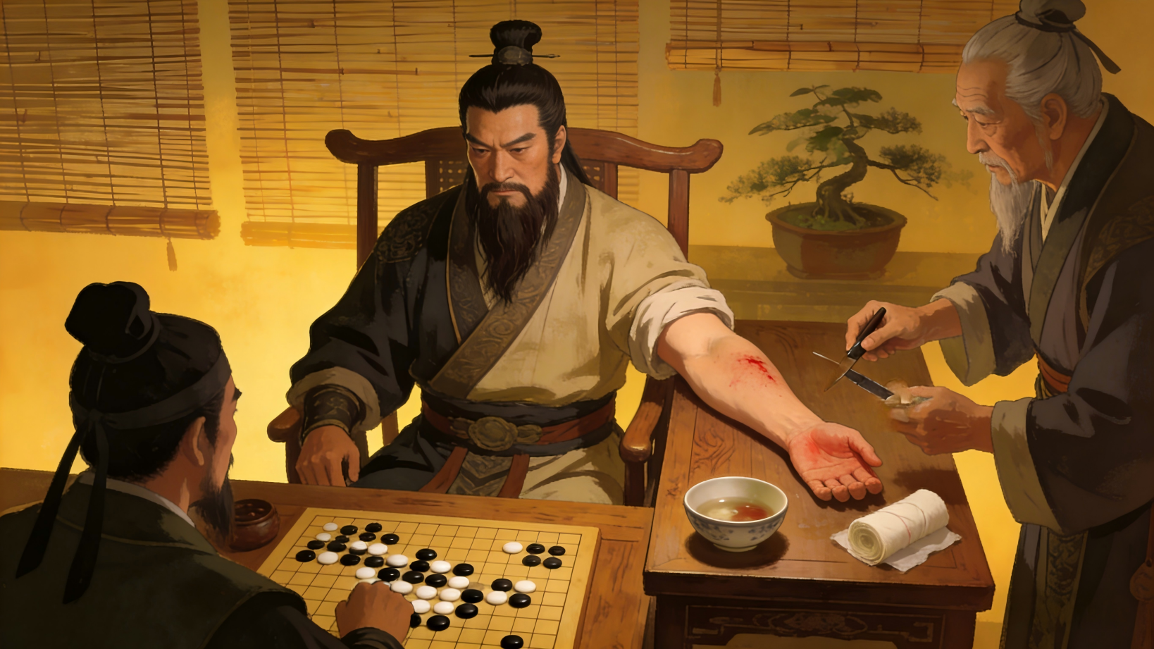 关羽下棋刮骨疗伤